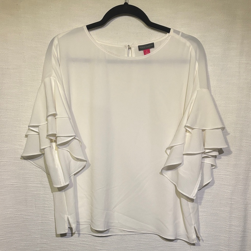 Vince Camuto Cream Ruffle Sleeve Blouse